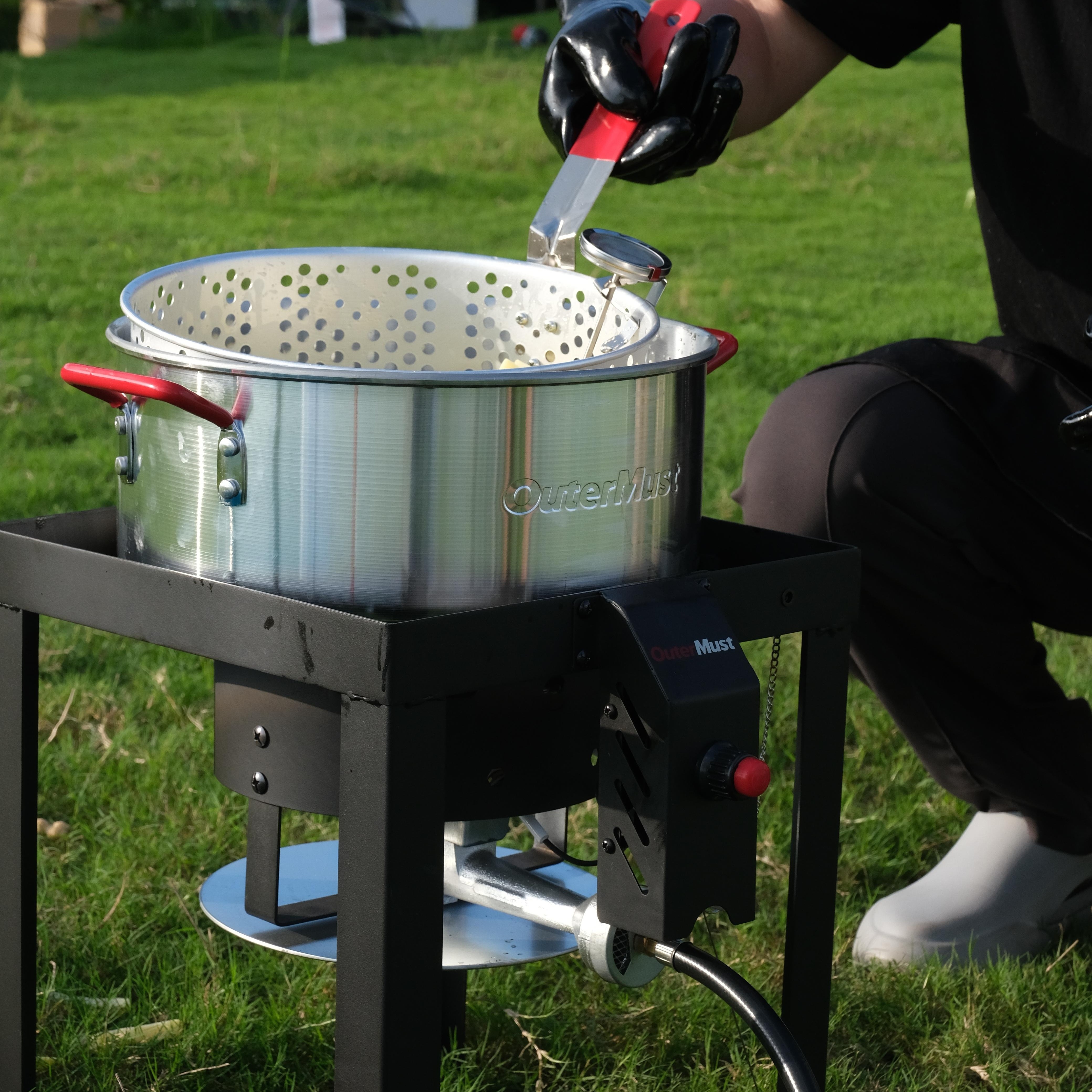 Fish Fryer 30 Deep Fryer Kit, 50, 000 BTU Aluminum Outdoor  Propane With Inner Strainer Basket And Thermometer Ide