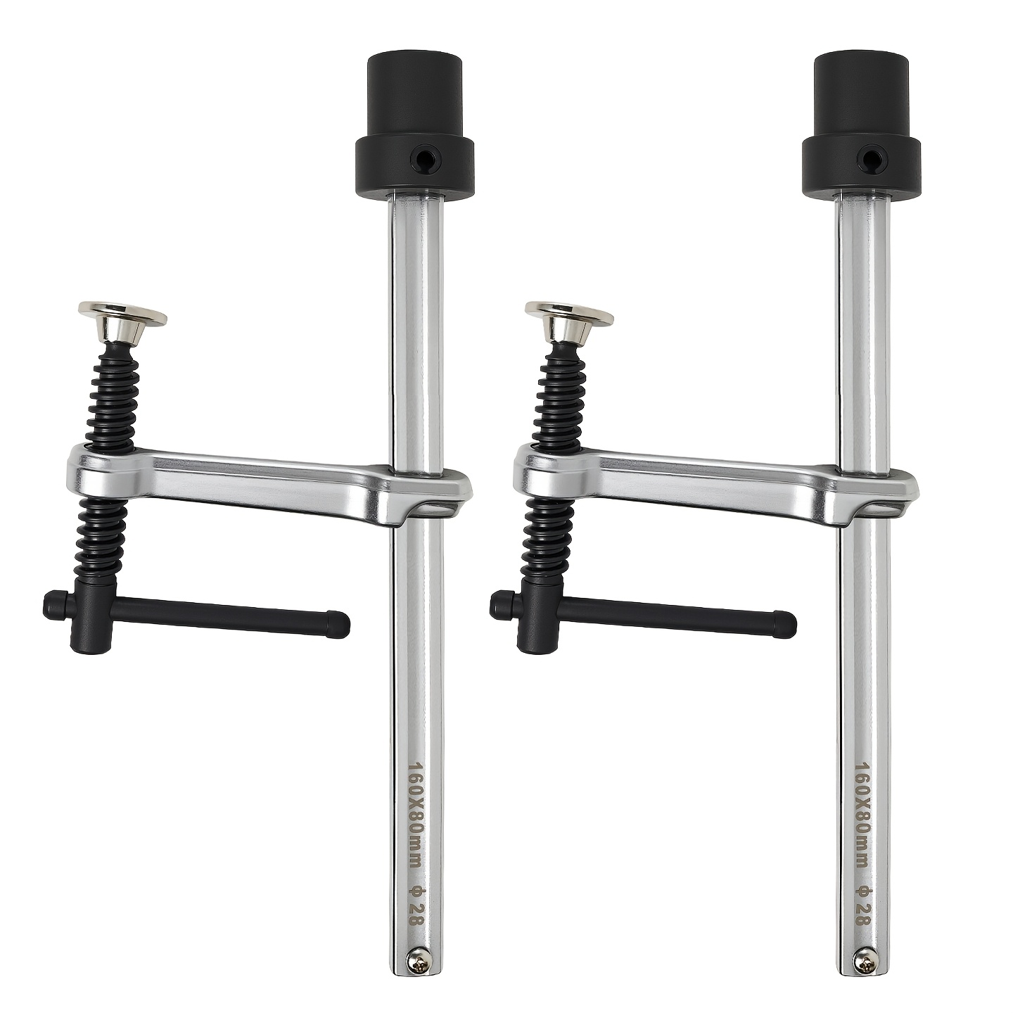 Image of Allsome Mt208-28mm Hold Down Clamp Set (2 Pack), 160x80mm Heavy Duty 28mm Dog Hole Clamp, Adjustable T-handle Bench Clamp For Woodworking Mft Table, Welding Table And Workbench