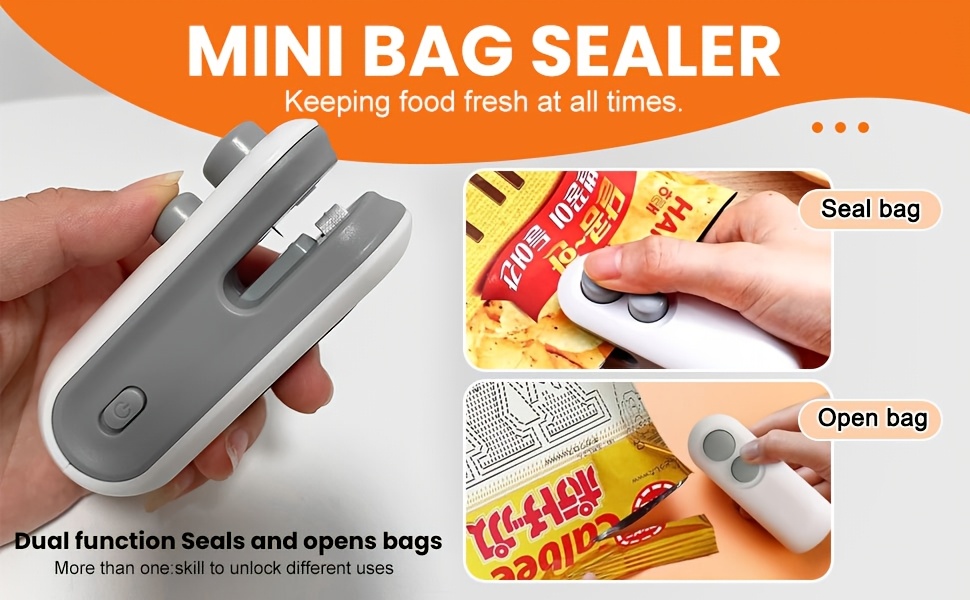 mini bag sealer usb rechargeable mini snack bag sealing machine 2 in 1 heat sealer with cutter portable bag resealer machine for fresh details 1