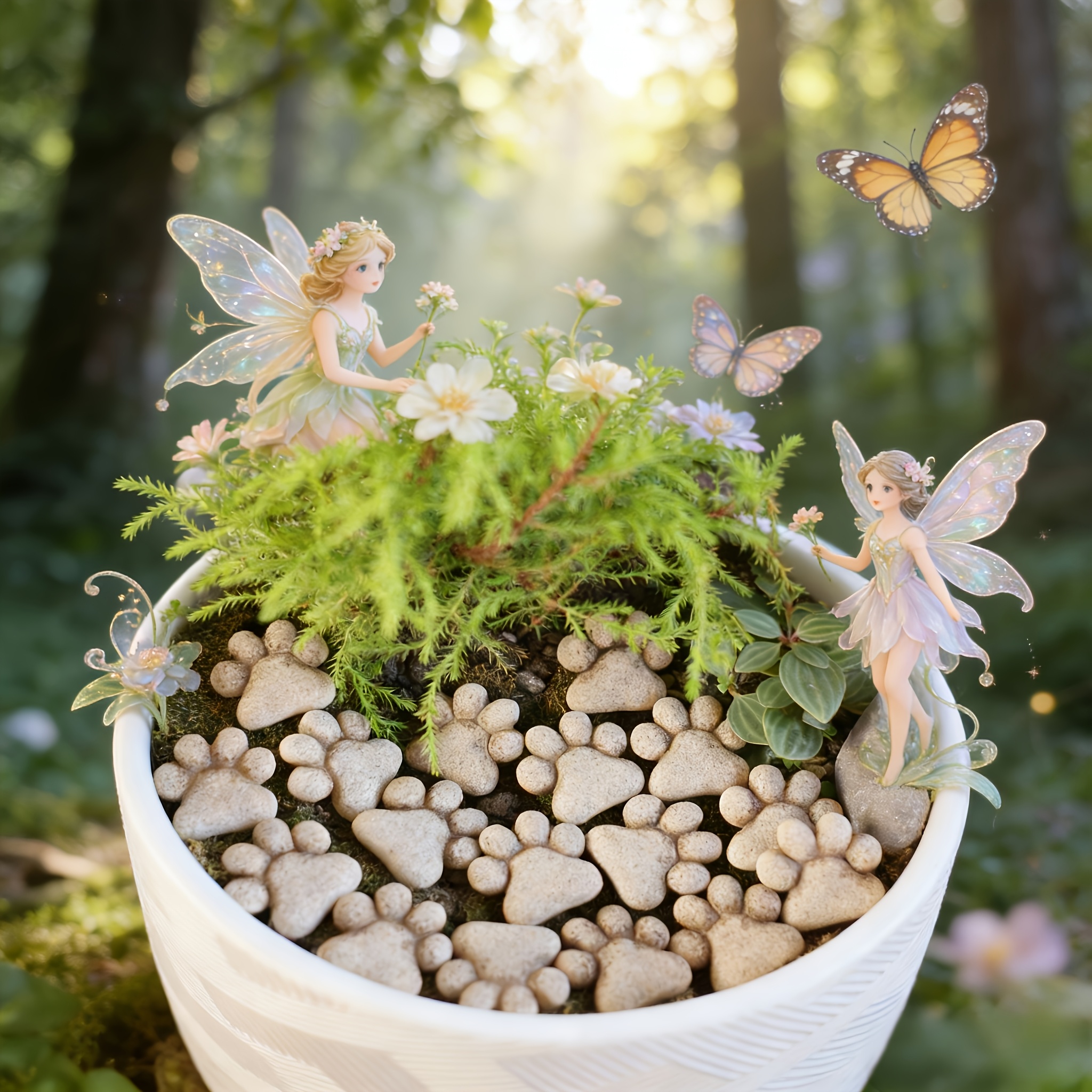 E-shop Set mit 15 Katzenpfoten-Trittsteinen, Harz-Garten-Trittsteine, dekorative Steine für den Außenbereich, geeignet für Garten, Rasen, Gehweg,