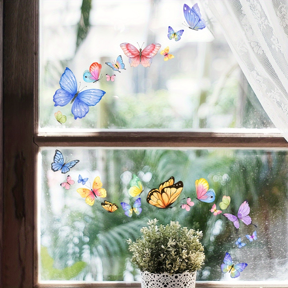 

Colorful Butterfly Window Decals - 25cm X 15cm, 1 Sheet, Double Sided, Reusable, 5mil Thickness, Contemporary Style, Suitable For Glass And Tiles