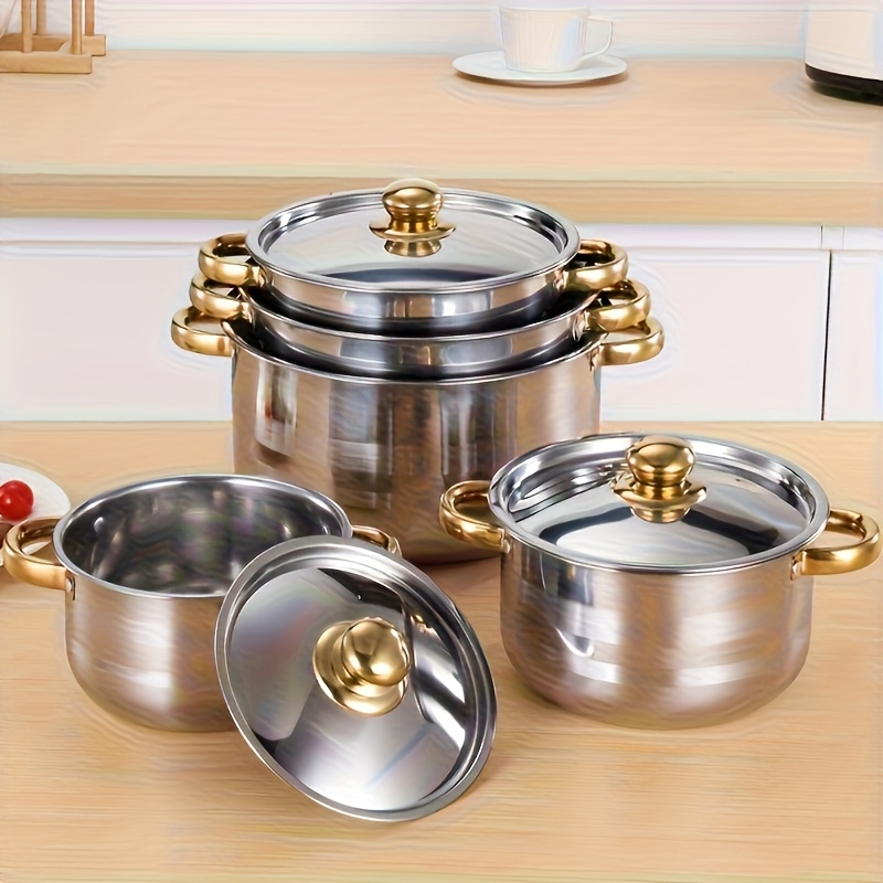 Stainless Steel Cookware Set, 10pcs (5 Pots + 5 Lids) Premium 410... product image 2