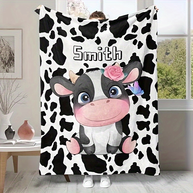 

Customizable Cute Cow Soft Nap Blanket For All 4 Seasons Office Chair Blanket