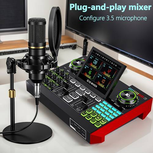 live streaming audio interface kit with wired and dj audio mixer voice changer computer audio interface ideal for mobile live streaming podcast recording and streaming capture plug and play