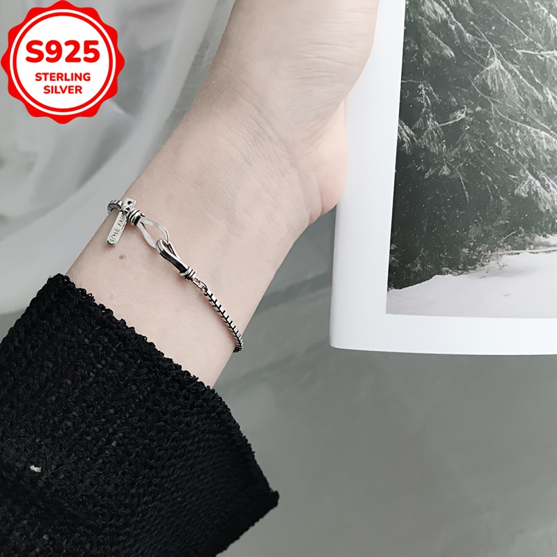 Vintage S925 Sterling Silver Box Chain Bracelet