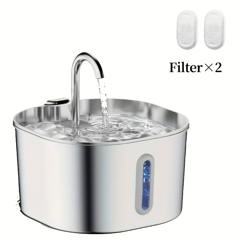 Image of 2.2l/74oz Automatic Cat Water Fountain, Stainless Steel Pet Water Fountain With 2 Filters, Usb Plug-in Dog Water Fountain, Automatic Water Fountain For Small And Medium Pets