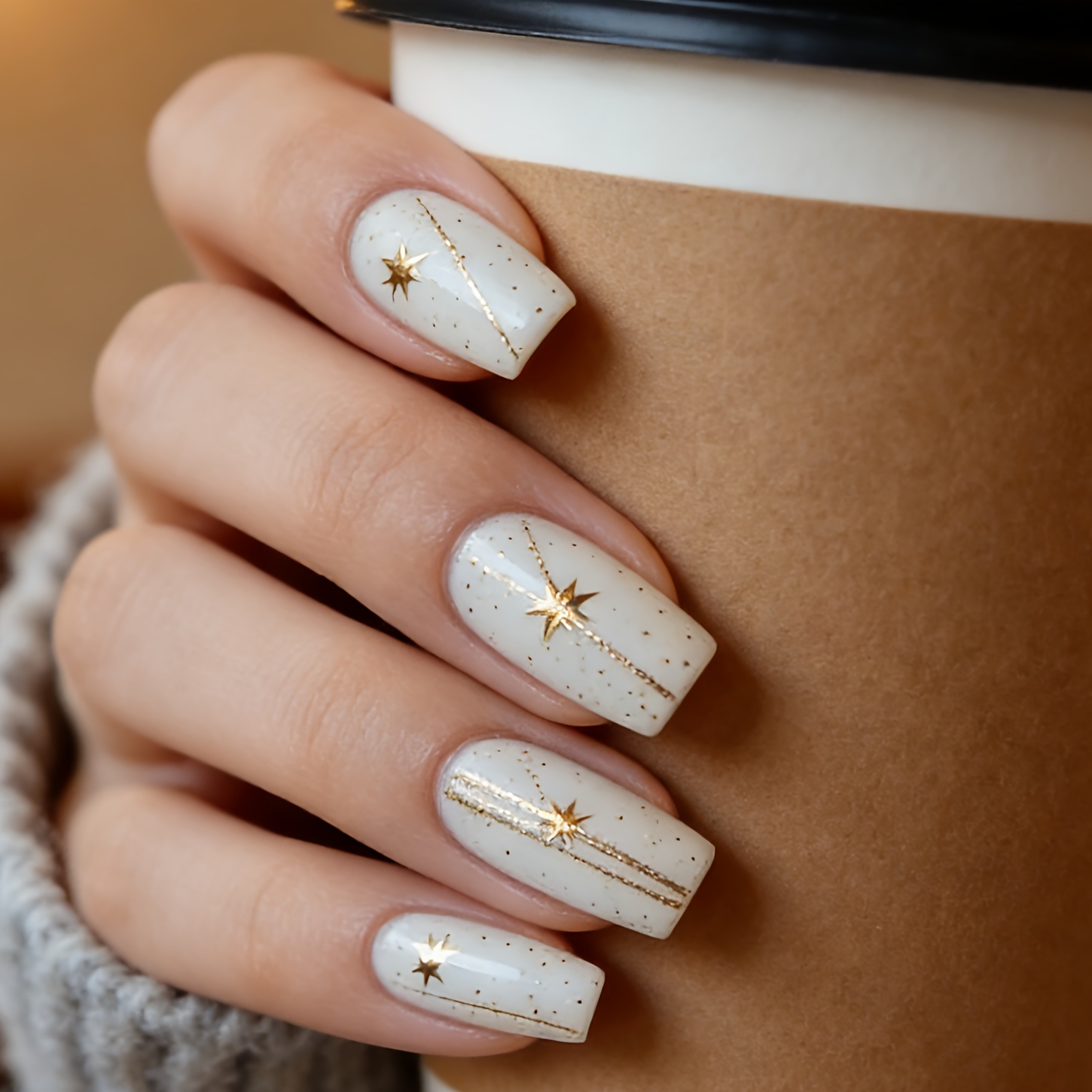TEMU 24pcs Artificial Nails | Square Shape, Middle Length, Reusable, Stripe Pattern, Pearlescent End For Spring And Summer