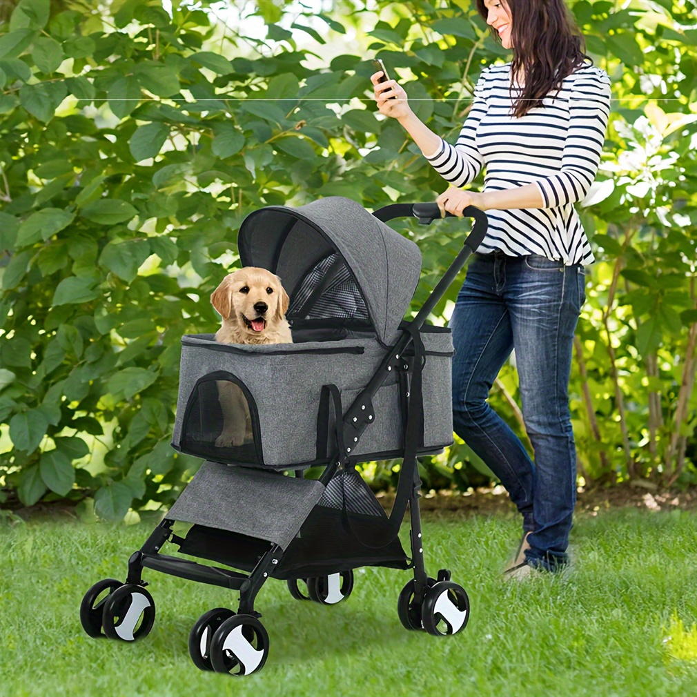 

Wisfor Pet Stroller, Foldable Carrier For Dog Travel, Jogger Wagon Pushchair With Storage Basket