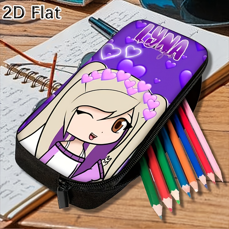 TEMU Estuche y neceser temático kawaii de Lyna Vallejos, 1 pieza - con cremallera y portalápices, adecuado para oficina, viajes, compacto para