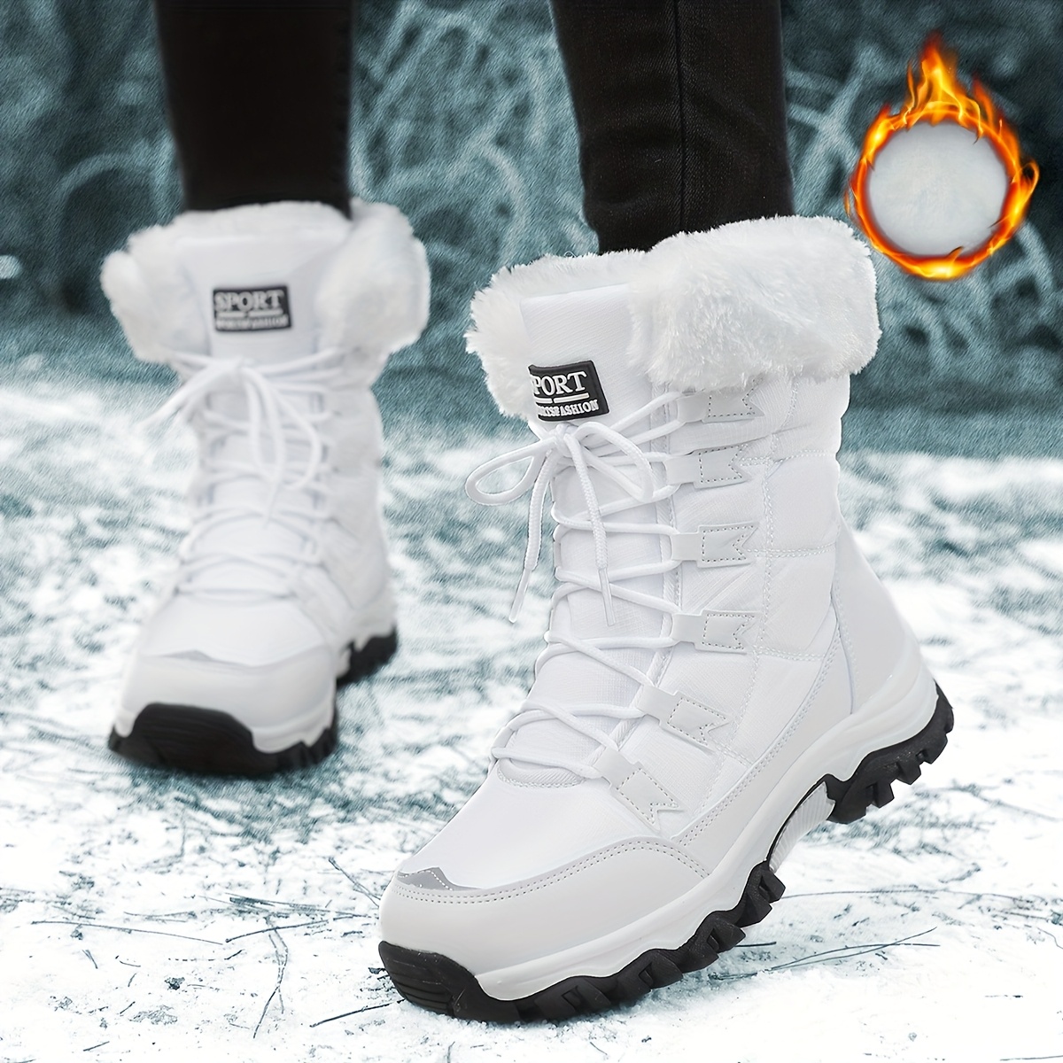 Scarpe invernali Donna Stivali con tacco alto Scarpe calde di pelliccia Moda donna moderna Tacco alto super quadrato 10 cm – acquista a prezzi convenienti sul marketplace