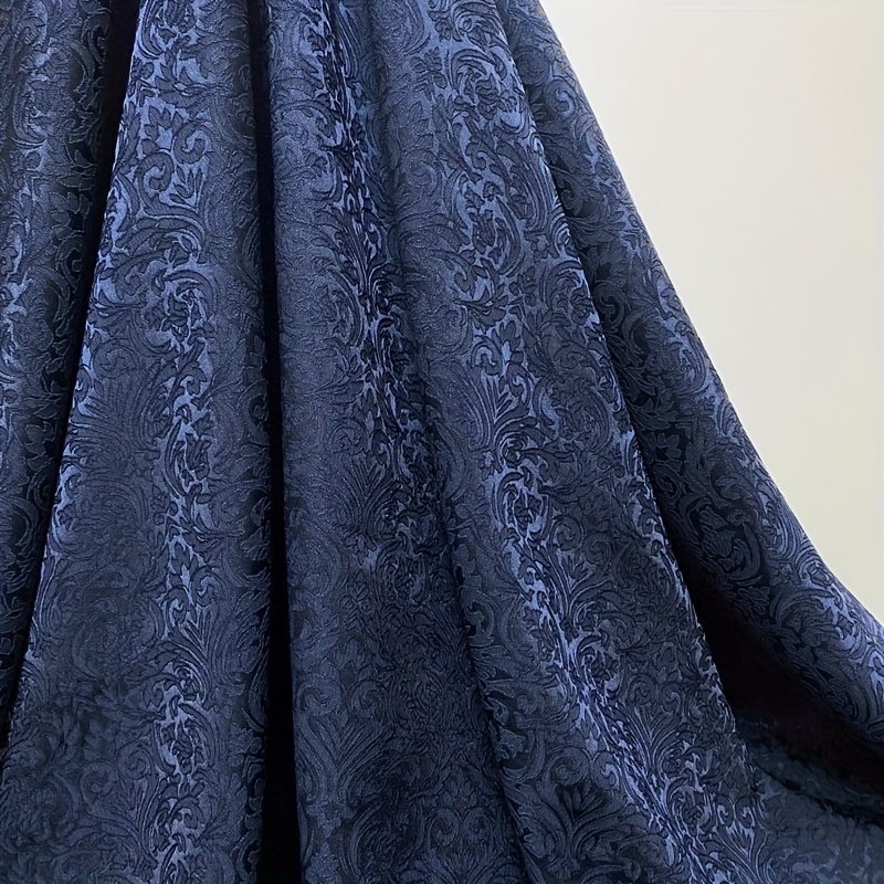 

Luxurious Navy Blue Embossed Jacquard Fabric - Evening Gowns, Suits & Diy Crafts, 145gsm Pre-cut Polyester