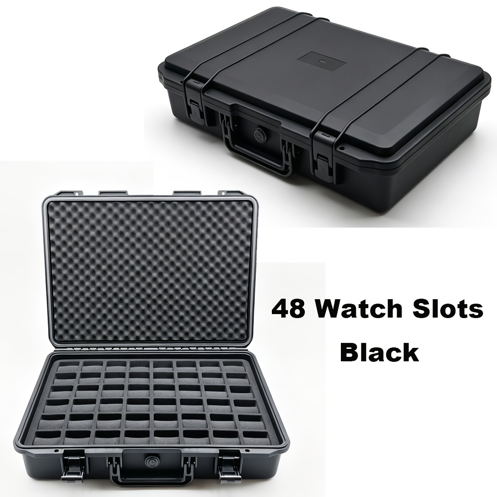 TEMU 1pc Large Size Premium Watch Storage Box, Protective Case, Large Capacity Design, 48pcs Watches, Premium Pp Material, Sturdy And Shockproof,