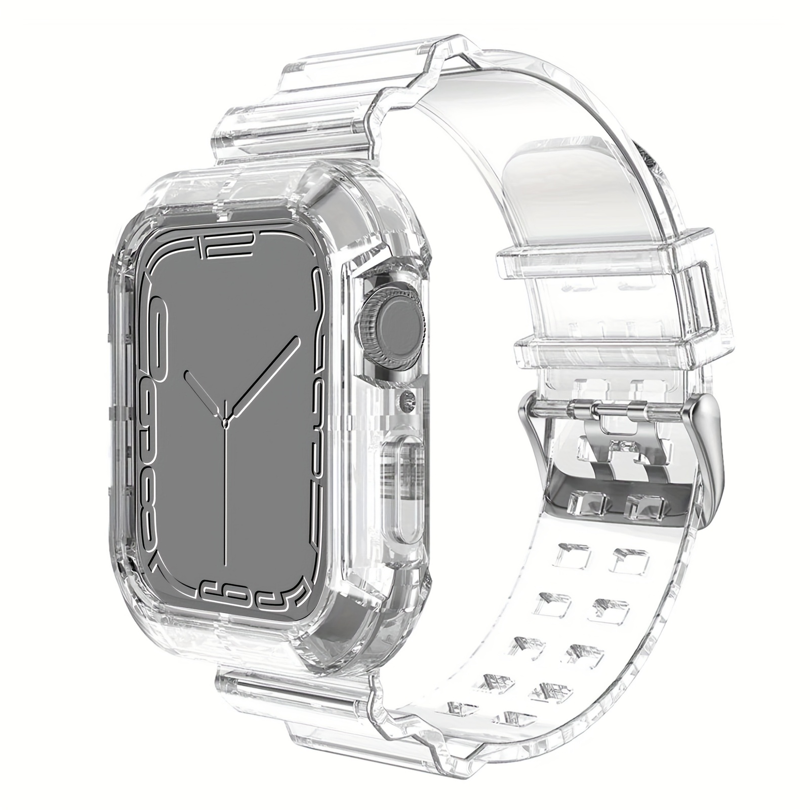 Image of Case And Strap For Watch Band 42mm 44mm 45mm 38mm 40mm 41mm Additions Transparent Silicone Bracelet For Iwatch Series 9 8 3 4 5 6 Se 7 2 1