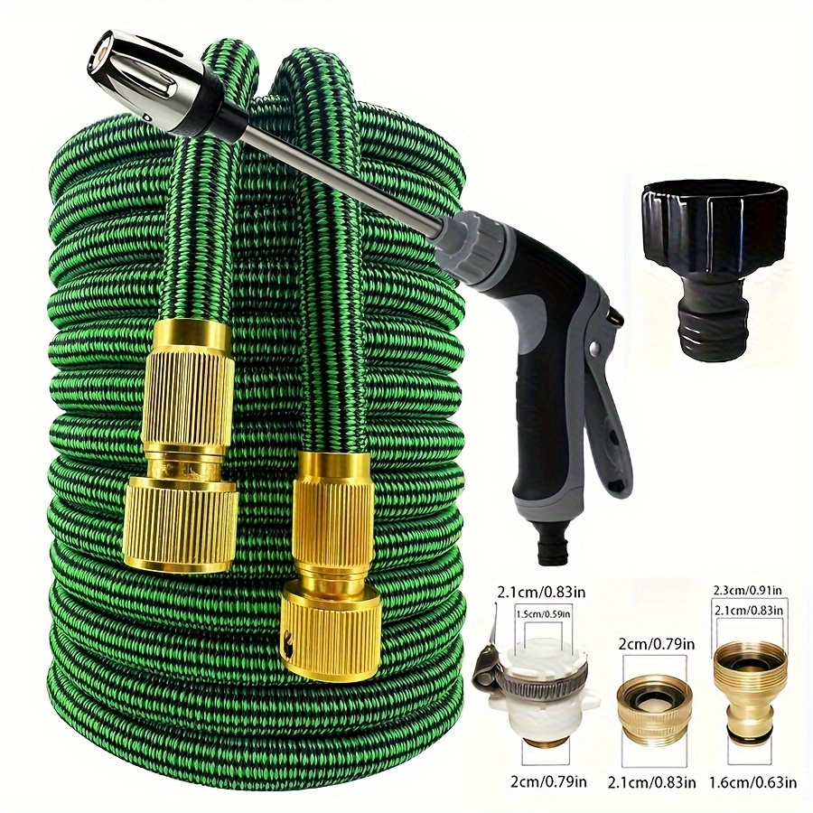 

25ft-100ft Flexible Rubber Garden Hose With Nozzle - 3-layer Tpe Inner Tube, Watering & Sprinkler Tool, 3/4" Connector