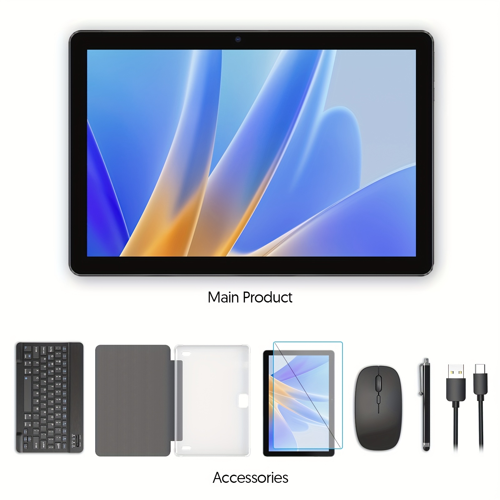 Image of 10 Inch Tablet, Tablet, 2-in-1 Tablet With Keyboard, Case, Stylus, 64gb Rom, 3gb 1tb Expansion, -core Processor, 2mp+8mp Dual Camera, Wifi, 6000mah, 1280*800 Ips Touch Screen, Tablet, Pad