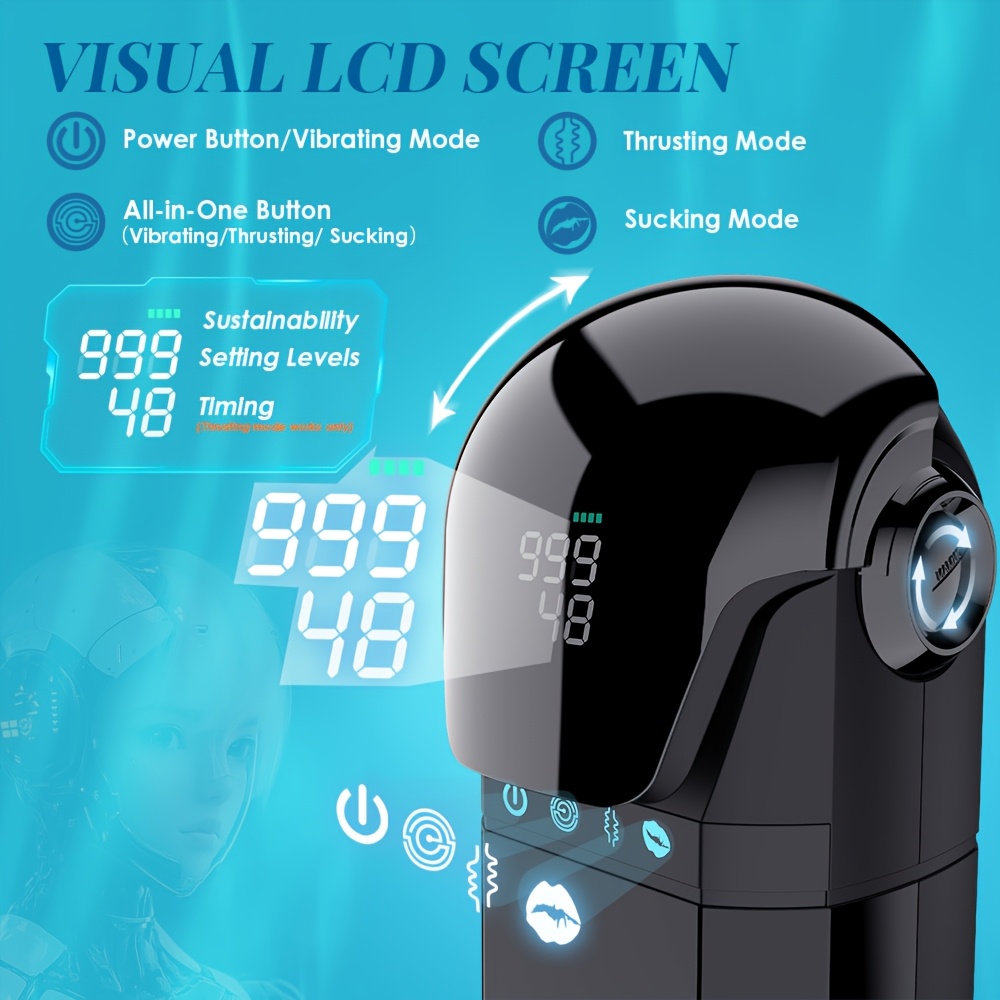 9 Sucking Modes 9 Stretching Modes Male Electric Masturbation Cup Penis Masturbator, Digital Display Male Adult Sex Toys 3D Realistic Texture Sex Toys Stroker