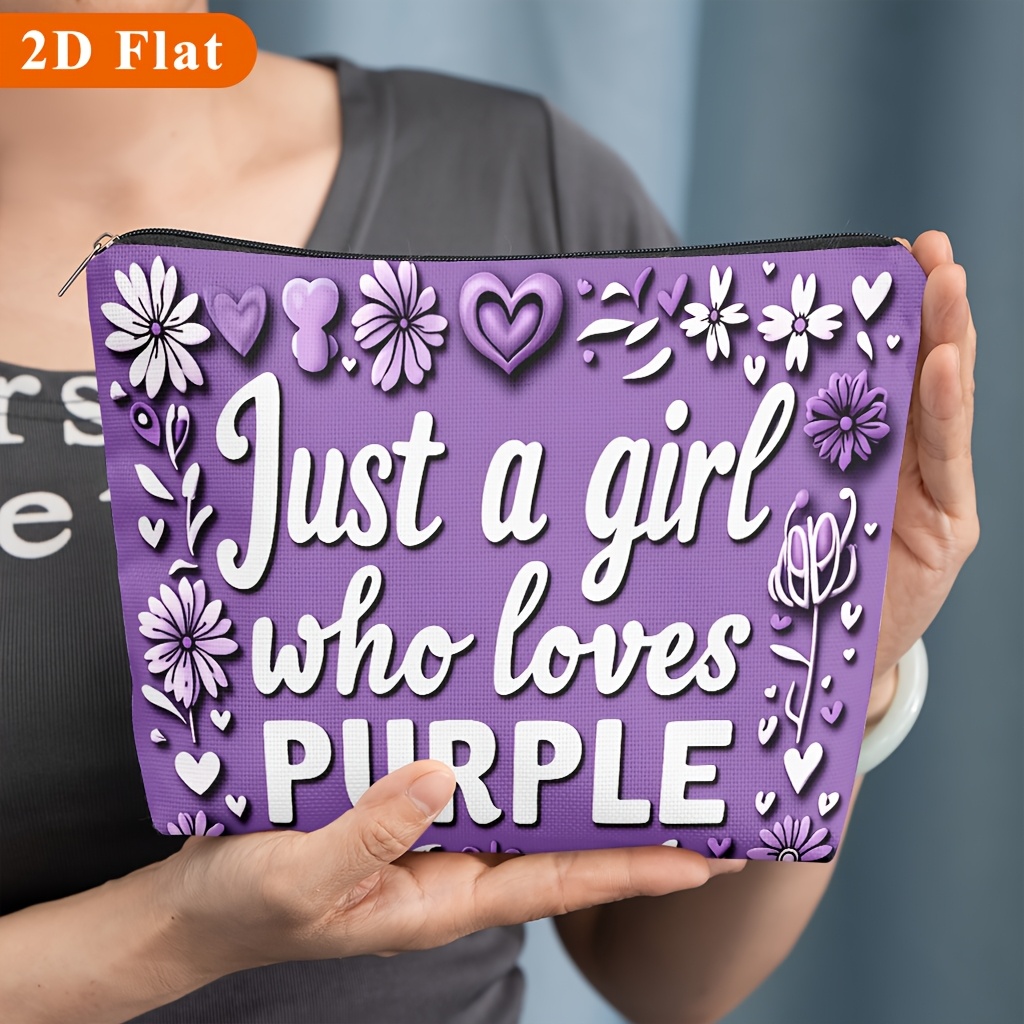 TEMU Handbag 1pc, Purple, Fun And Patterned Cosmetic Bags, Suitable For Storing Women' Products, Perfect For Travel, School, Dormitory, Or Home Use,