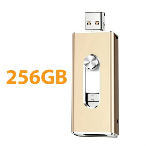 256 128 64g portable large capacity flash drive high speed transfer stable and reliable compatible with multiple devices internal storage for files photos and videos backup metal minimalist design black and golden 13 inches