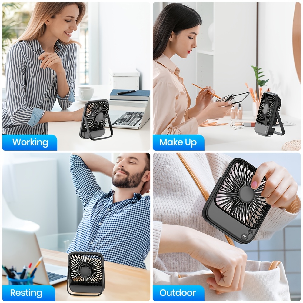  2 pack 5000mah portable desk fan ultra thin 4 adjustable small silent battery powered personal fan for bedroom library outdoor details 6