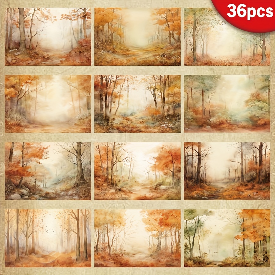 TEMU 36 Hojas de Papel A5 con de Otoño, Papel para Scrapbooking de Otoño, Tarjetas de Felicitación Hechas a Vintage para Acción de Gracias, para