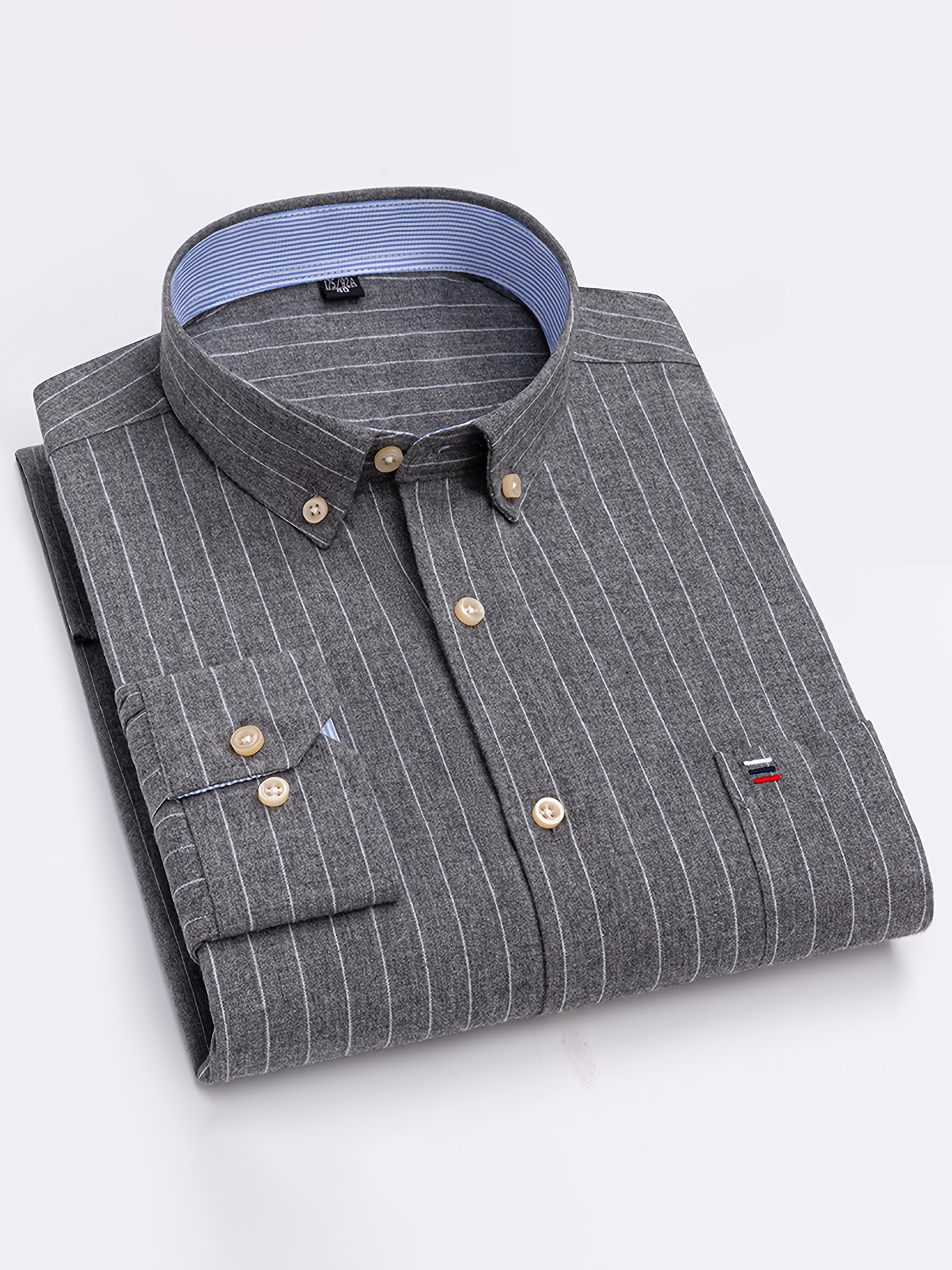 Classic Men'S Striped Oxford Shirt with Long Sleeves And Pockets, Available in Various Colors