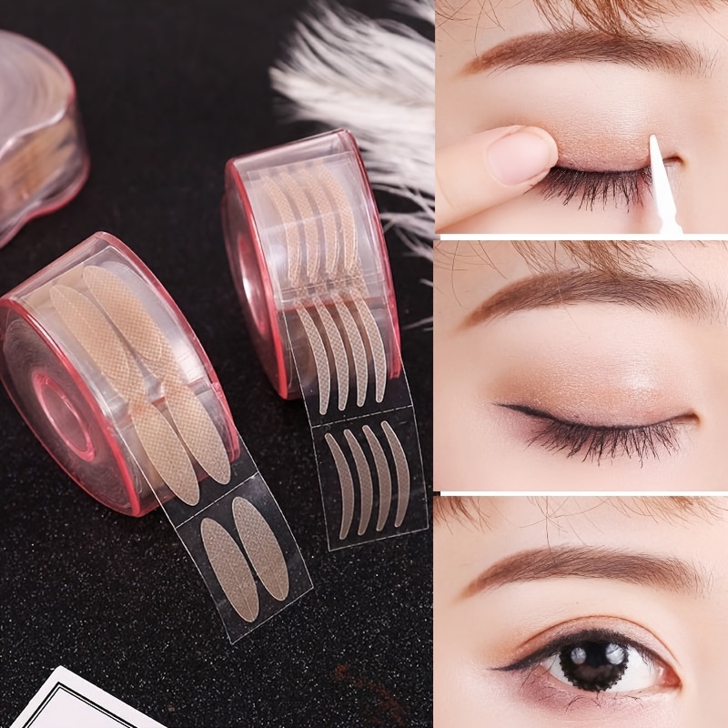 

600 Pcs Invisible Double Eyelid Tape Strips, Instant Eye Lift Stickers, Self-adhesive Fibers For Hooded, & Uneven Monolids, Natural Enhancement Tools With Fork Rods & Tweezers