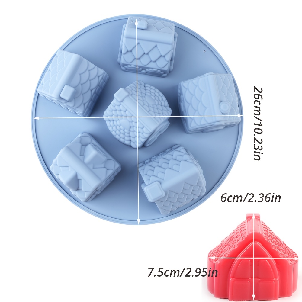 Set Of 6 Small House Filled With Food Grade Silicone Cake Molds, Chocolate Baking, Kitchen Baking, Ice Cream Silicone Molds