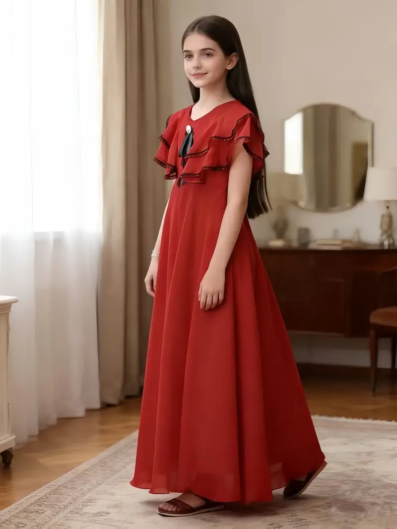 Girls' Summer Dress - Long Chiffon Princess Dress with Short Sleeves, // Wedding Guest Dress, Hand Washable for Birthdays & Weddings ( & Kids) Girls' Summer Dress - Long Chiffon Princess Dress with Short Sleeves, // Wedding Guest Dress, Hand Washable for Birthdays & Weddings ( & Kids)