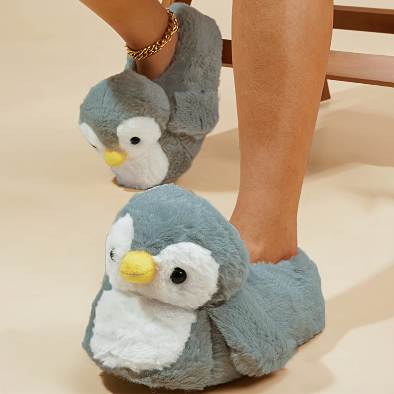 Visesunny Cute Penguin Fuzzy House Slippers - Memory Foam Plush Slippers For Men & Women