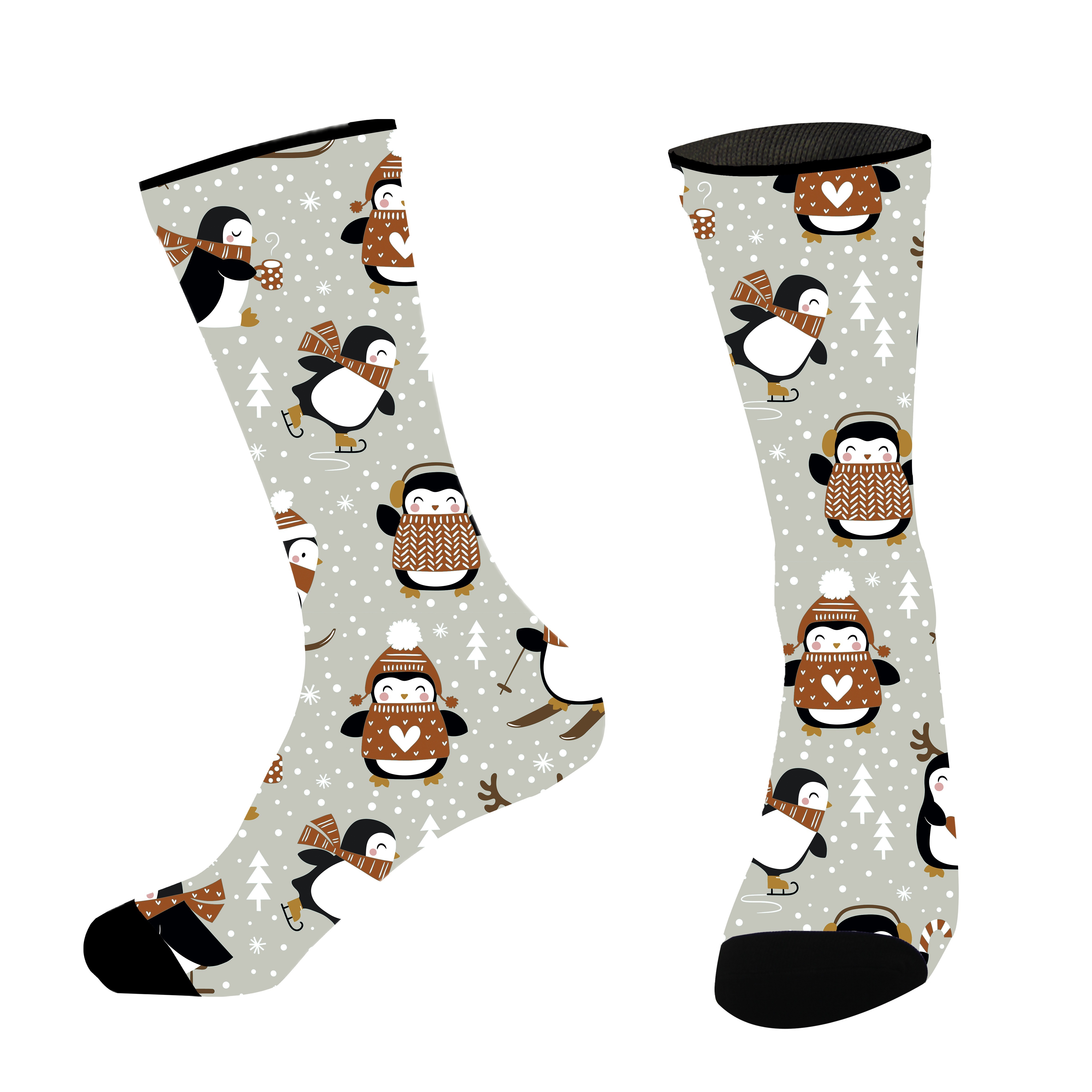 

Penguin Christmas Snowflakes Fashion Hip-hop Print Mid-calf Crew Socks, Outdoor Sports, Knit Fabric, Polyester 90%, Elastane 10%, Machine Washable - Print Polyester Socks