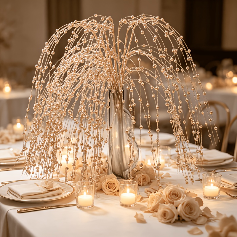 TEMU 5 pezzi di rami di fiori artificiali natalizi ultra-lunghi da 41,31 pollici, stile salice piangente, adatti per decorazioni lucide per alberi di