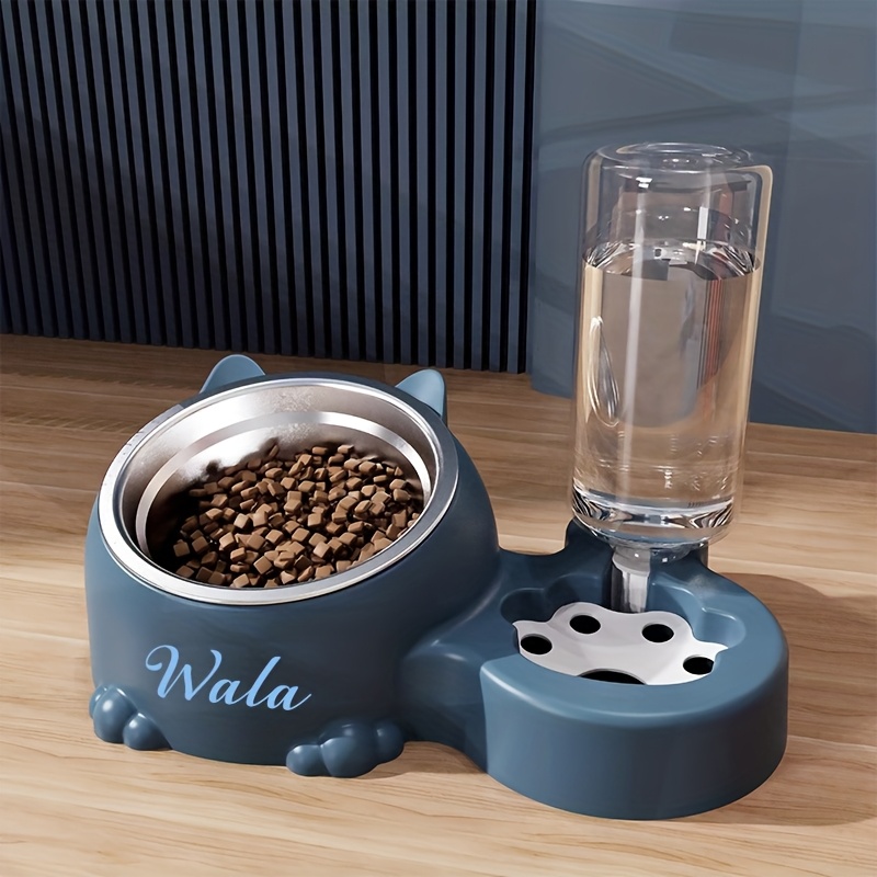 [Pet Rice Bowl] (Customized) Personalized, 1pc, Pet Rice Bowl, Cat Bowl, Dog Basin, Anti-Knock, Oblique Neck Protection, Automatic Drinking Water, Suitable for Other Small And Medium-Sized Pets Such As Cats And Dogs, Without Battery
