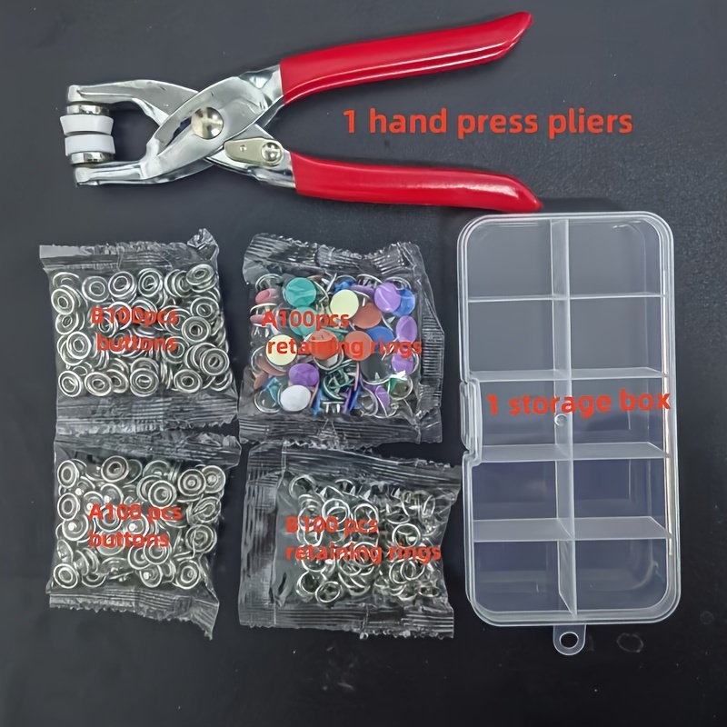 TEMU 402pcs Snap Button Kit With Manual - Assorted For Diy Crafts, Clothing, & Bags - Metal Sewing Supplies