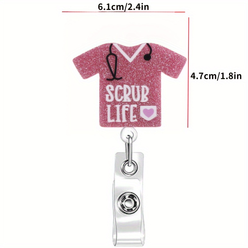 Scrub Life pink badge reel