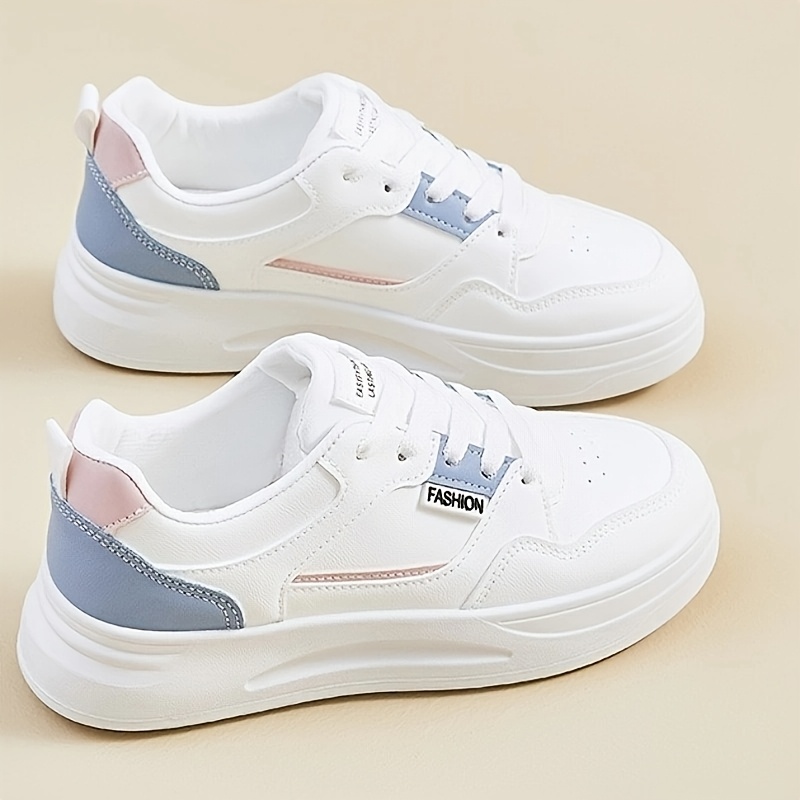 Zapatillas de Mujer con Plataforma Gruesa para Aumentar la Estatura - Zapatillas Bajas con Cordones, Ideales para Correr, Gimnasio y Uso Casual, Suela de PVC Blanca de Talla Grande y Plantilla Acolchada - Calzado Deportivo, Zapatos para Mujer