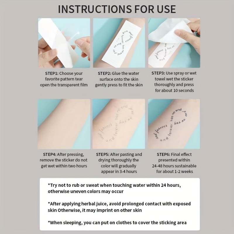 Waterproof Temporary Tattoo Sticker Lasts 12 Weeks, Semipermanent