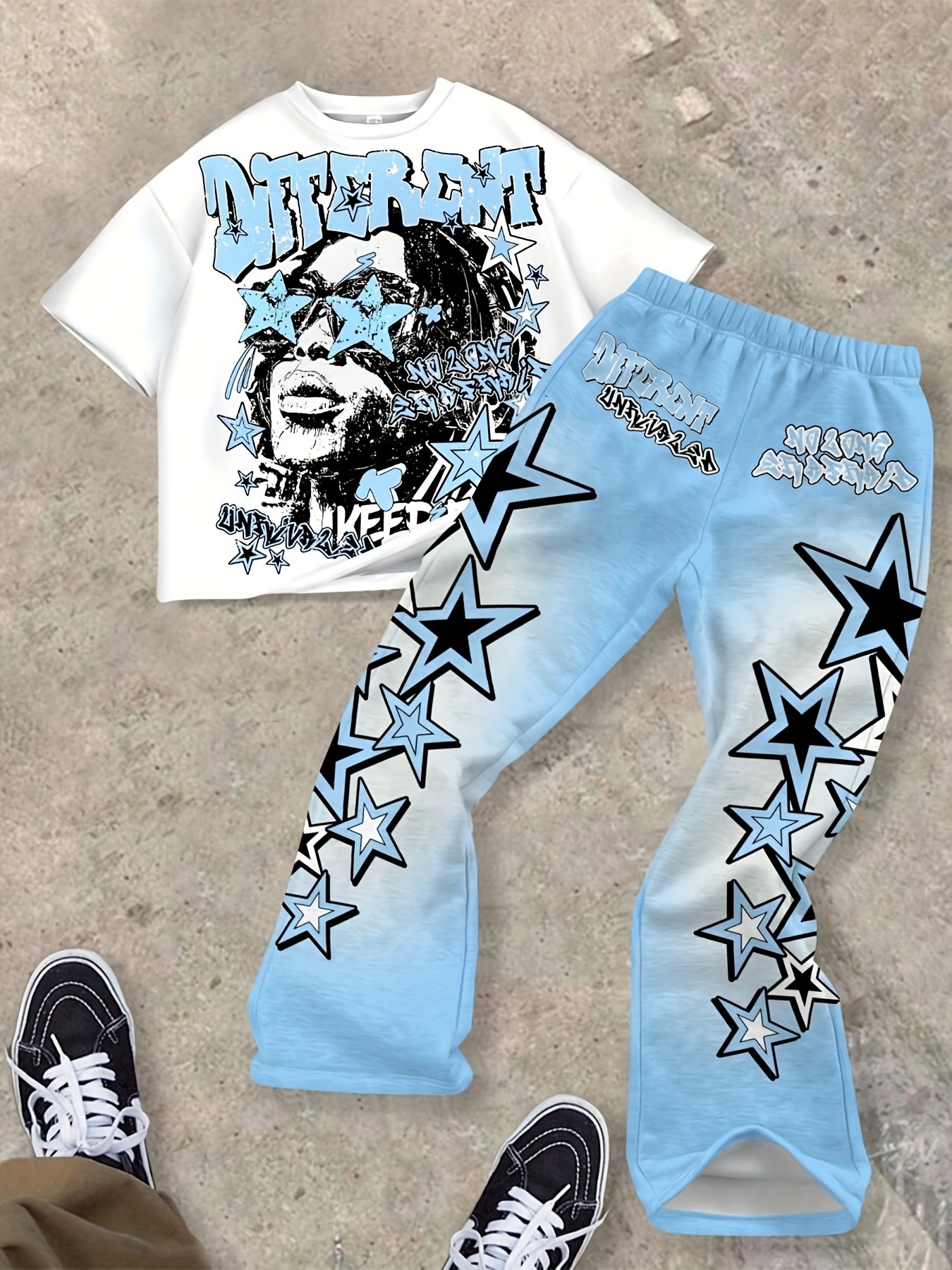kids breathable  able t shirt pants set different graphic print 100 cotton casual school outdoor activities wear graduation gift family outfit       attire   design  able clothing