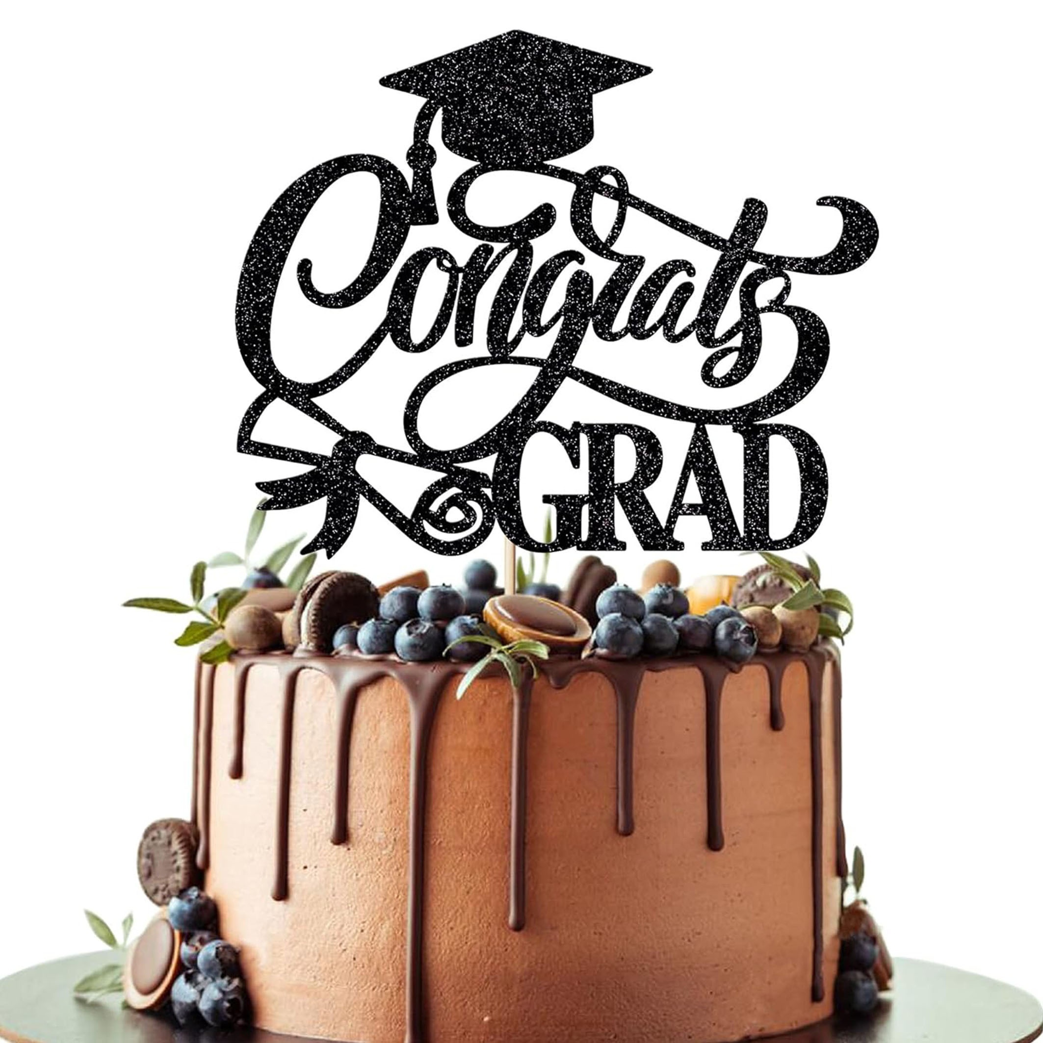 

Grad! Cake Topper - High School & College Graduation Parties, No Power Needed, Bamboo Material