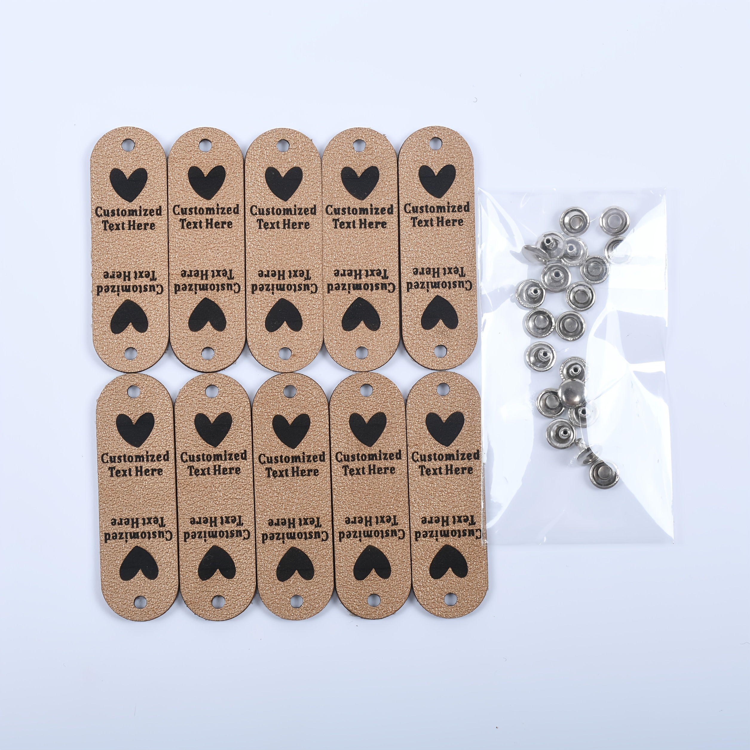 TEMU Back To School 10pcs Customized Faux Leather Labels, With 10 Sets Of Nails, Personalized Crochet Hanging Tags, Handmade Product Labels, Beanies