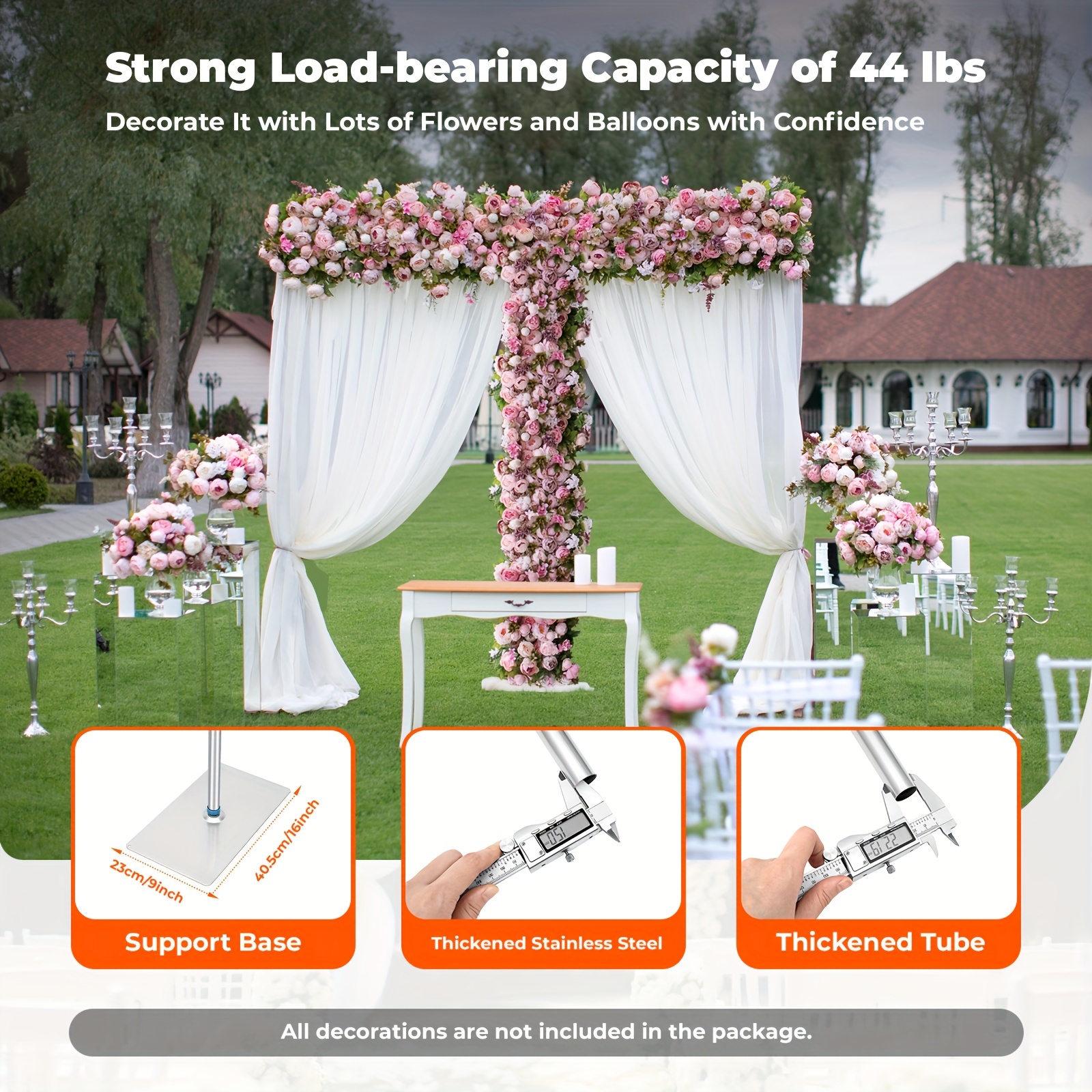 

10ft X 20ft Backdrop Stand Pipe Kit, Heavy Duty Background Support System Curtain Frame Telescopic With Steel Base For Professional Wedding Party Photography Trade Show Display