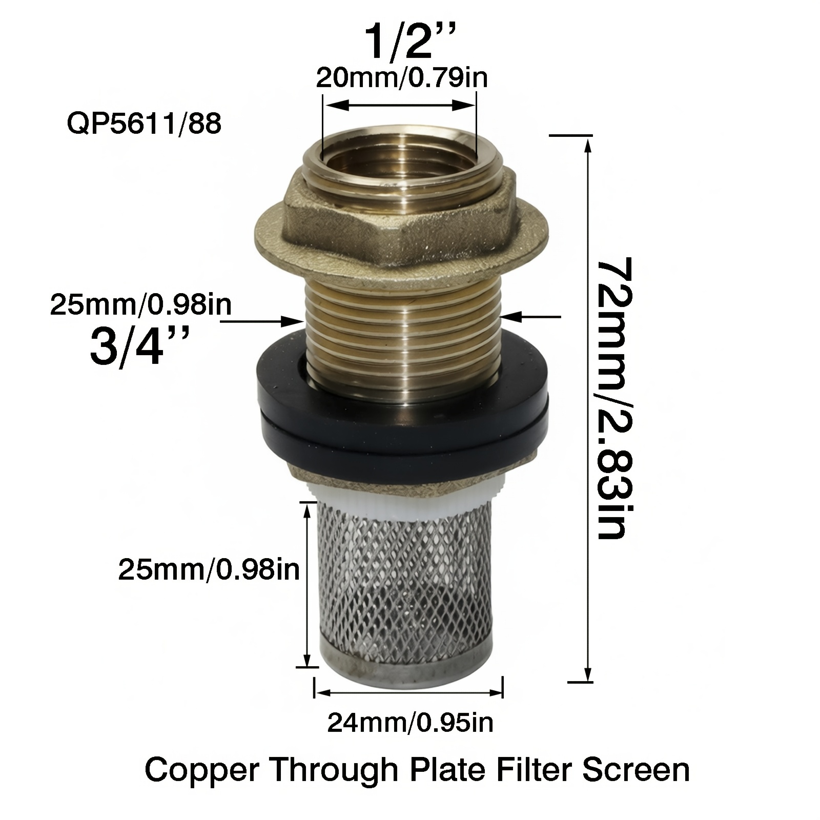 E-shop 2-teiliges Garten-Automatikbewässerungs-Universal-Set, 1/2" Edelstahlfilter + Kupfer-Innengewinde 1/2" Außengewinde 3/4" Flanschdurchdringung,