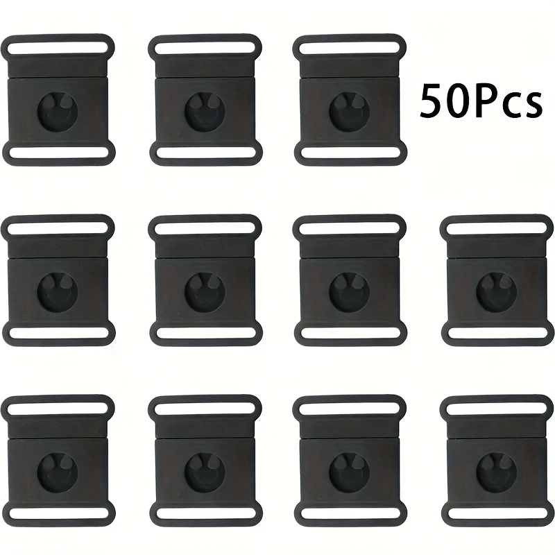 TEMU 50pcs Black Plastic Safety Breakaway Buckles For Id Badges, Collars - Adjustable Harness Strap Clasps, Luggage Accessories Safety , 20mm