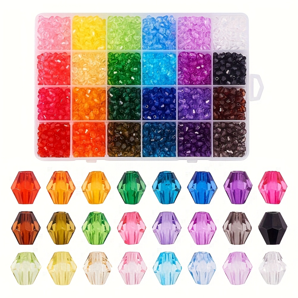 E-shop Ca. 2400 Stk./Box Transparente Acrylperlen, Bicone, Gemischte Farbe, 6X5.5Mm, Loch: 1-2Mm, Schmuckherstellungssets