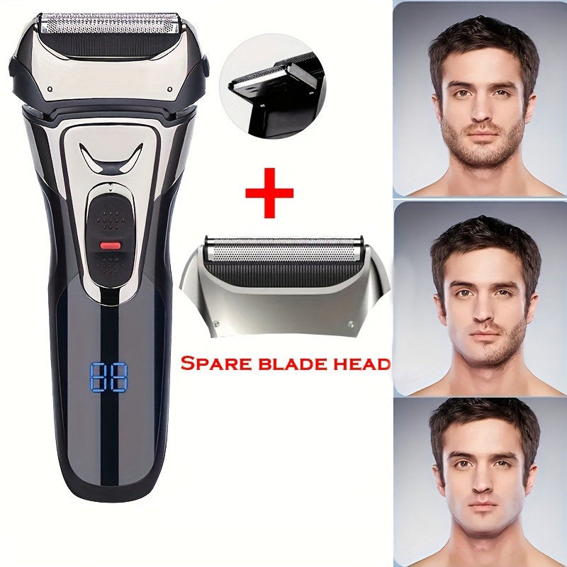 FEIYBA Men's Electric Shaver with Spare Blade & Sideburn Trimmer - USB, 60-Min Runtime, Fast-Charging, Long-Lasting Battery