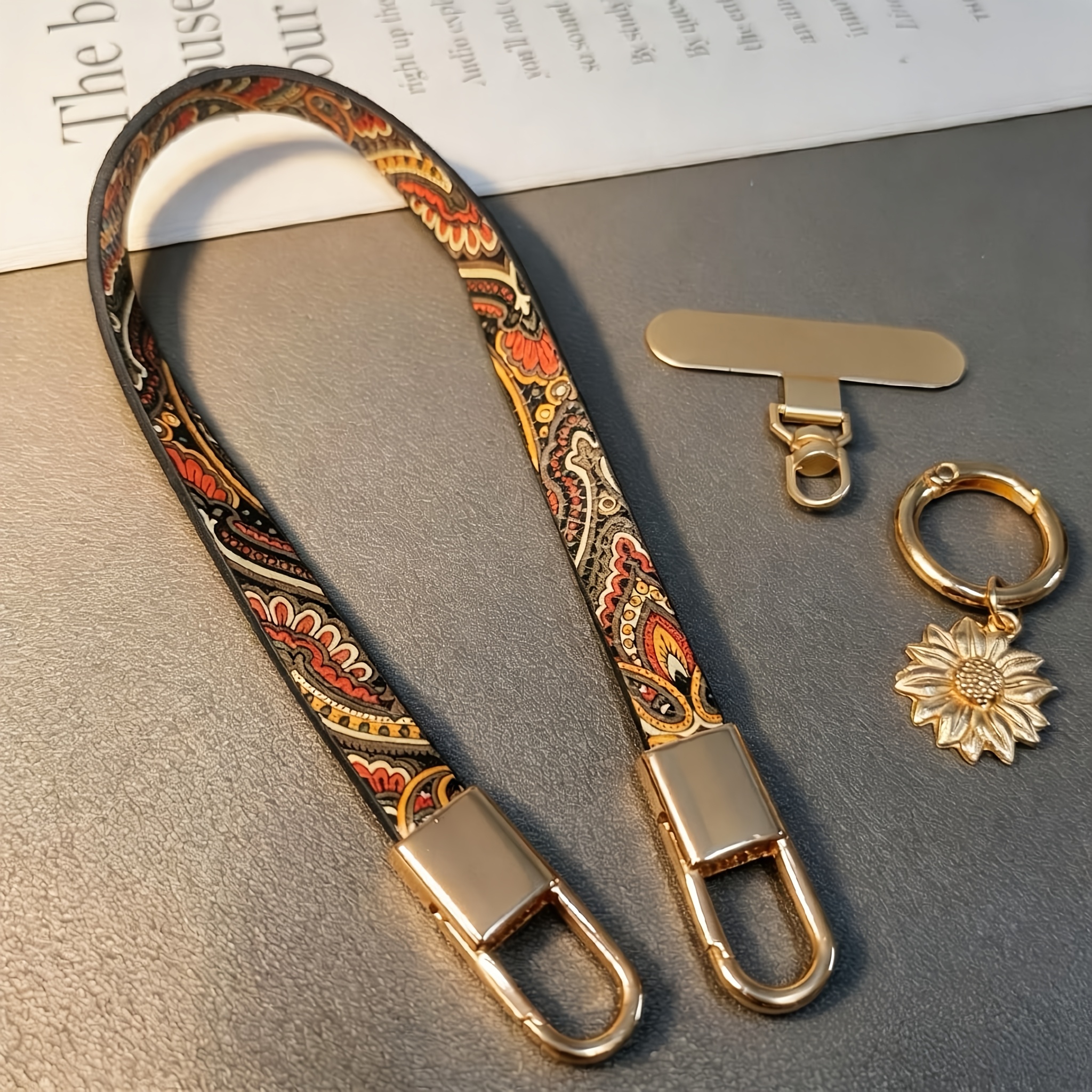 TEMU Wrist Phone Lanyard, Shoulder Strap Wallet Accessory, Pu Leather Car Key Fob, Loop Strap Keychain, Suitable For Cameras, Keys, Phones, Wallets,