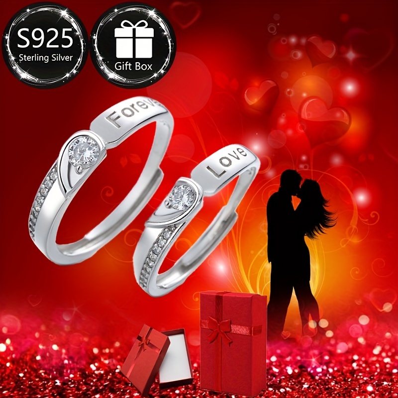 Openwork Love Shape 925 Silver Wedding Ring