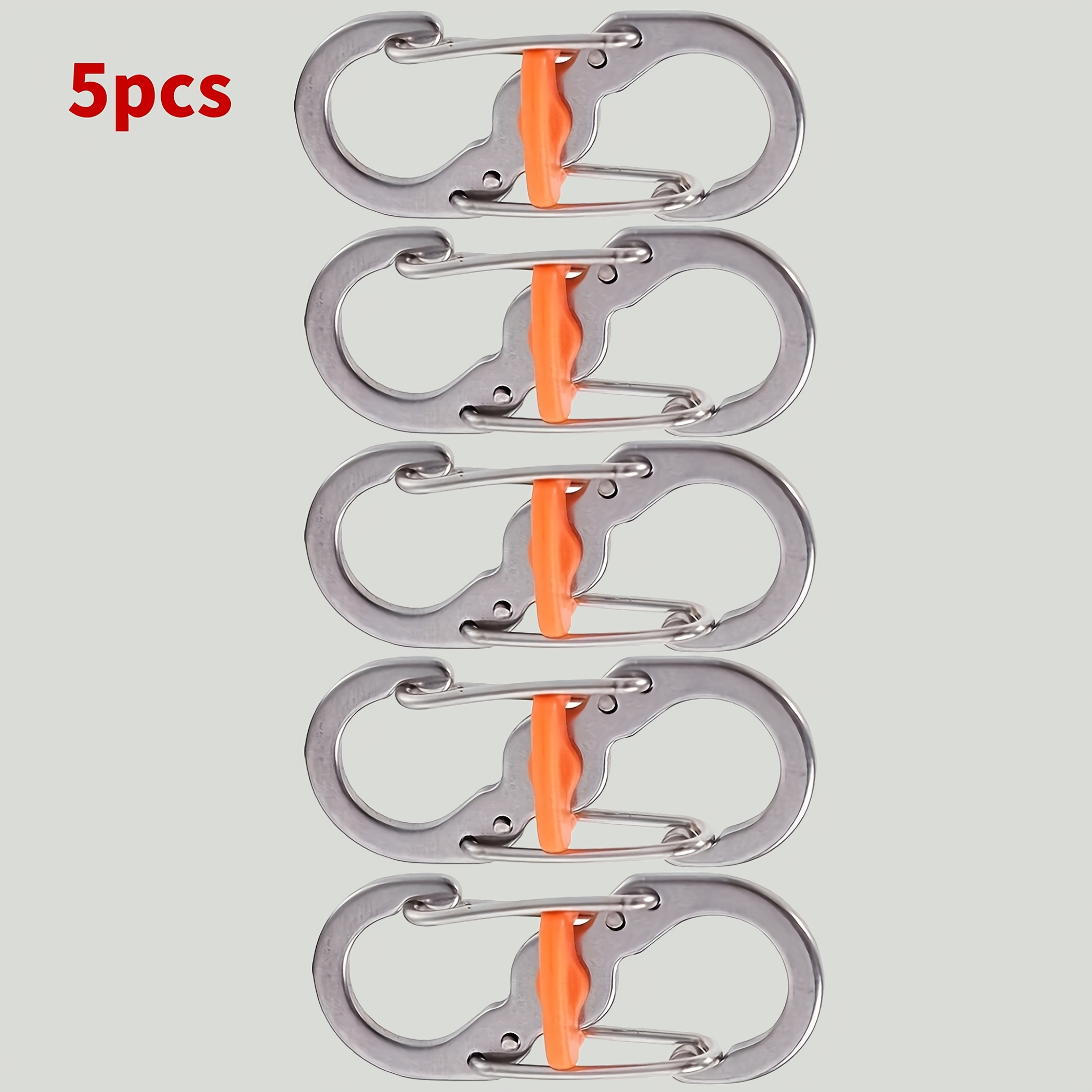 Image of 5pcs Outdoor Camping S Type With Lock Mini Keychain Hook Anti-theft Outdoor Camping Backpack Tool