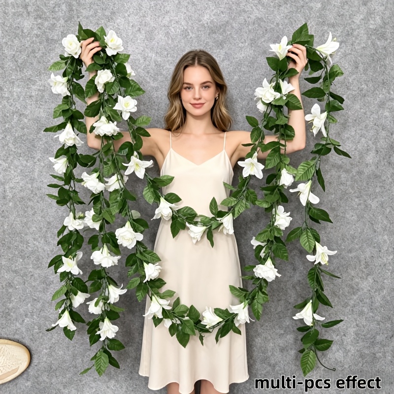 item picture 1pc 94 49 inch artificial simulation lily flower vine wedding theme suitable for garden decoration wedding decor countryside style balcony terrace courtyard climbing frame decoration wall garden decoration outdoor courtyard