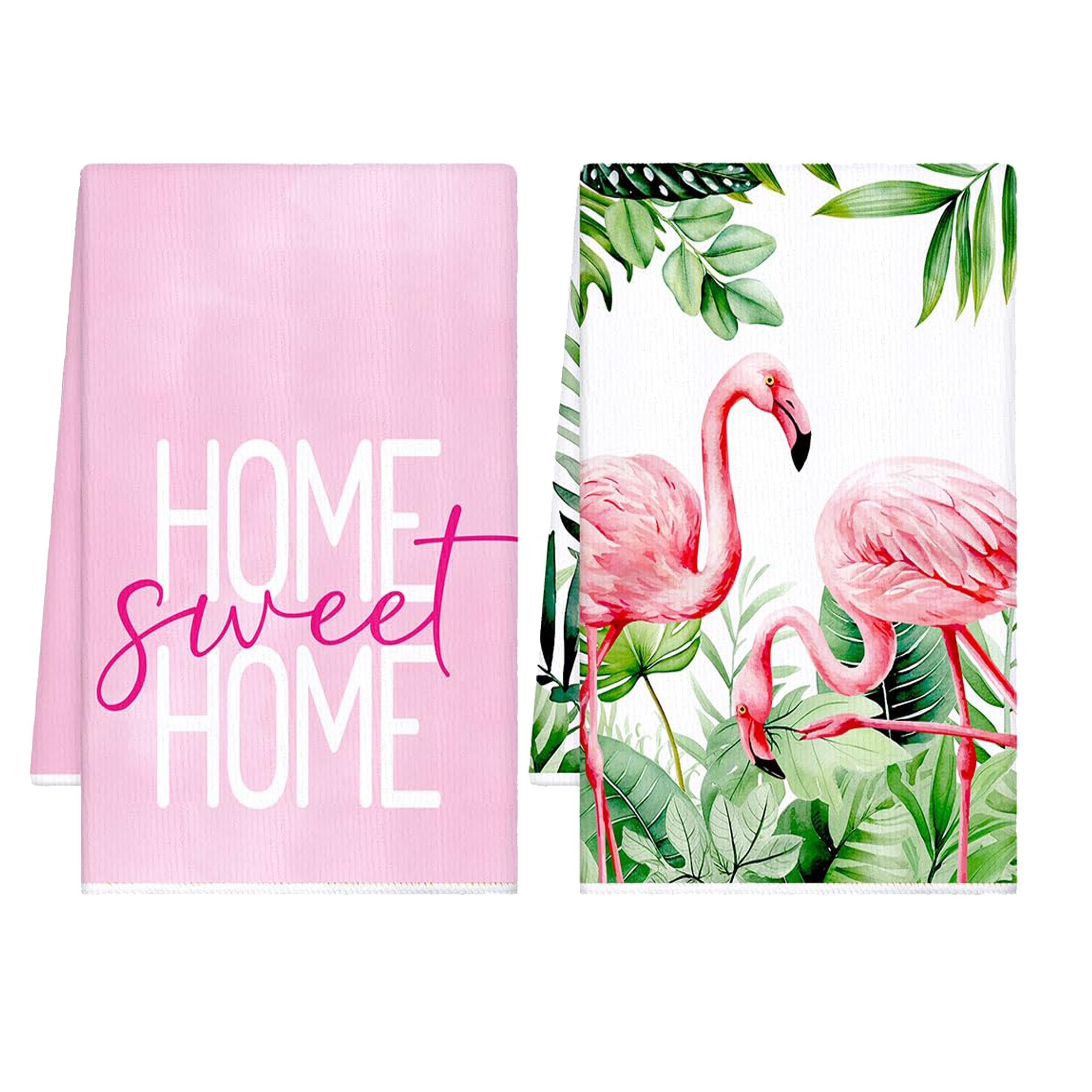 Image of 2pcs Flamingo Kitchen Dish Towel, Sunflower Flower Plate Hand Towel, Chicken Daisy Tea Towel Suitable For Home Decoration, Holiday Gift Decoration For , Home Decoration