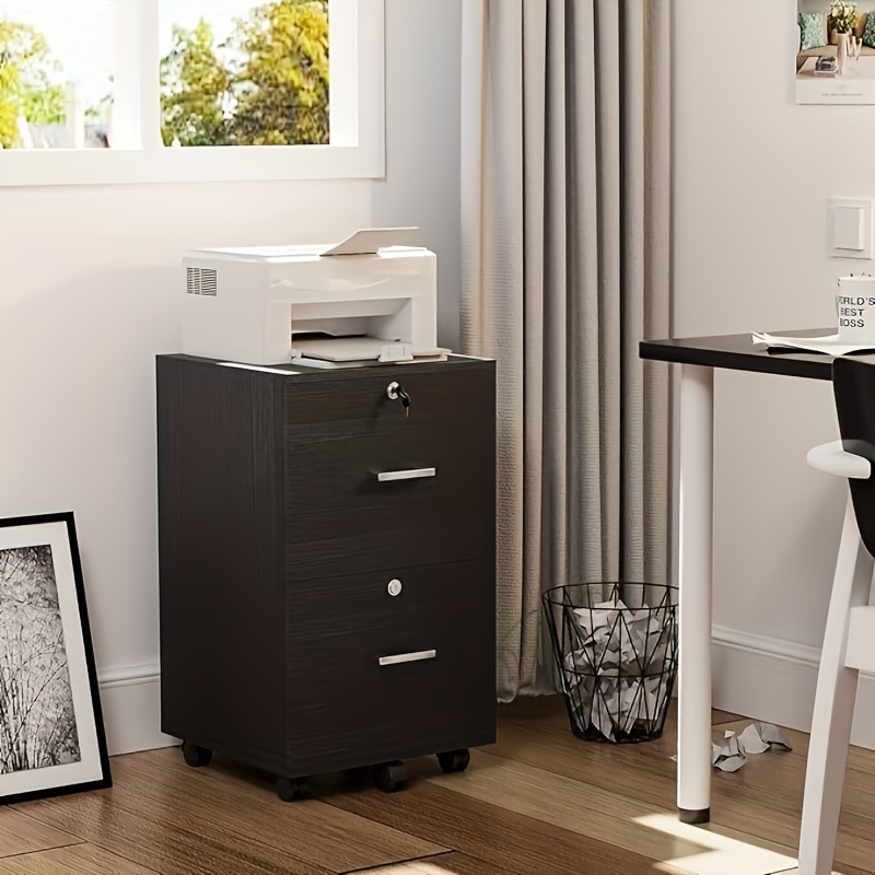 

Black With Wood Grain Mdf With Triamine 2 Drawers Wooden Filing Cabinet